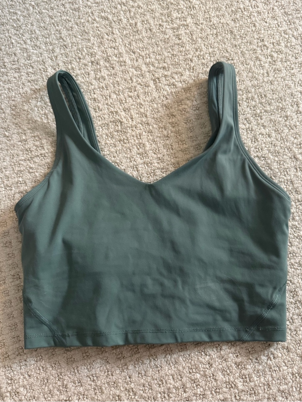 Olive Green Scoop Neck Sports Bra